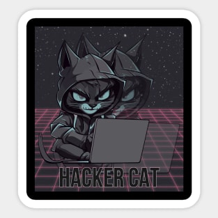 Hacker Cat. Mysterious looking Hacker Cat. Cool futuristic design with holographic shadow effect Sticker